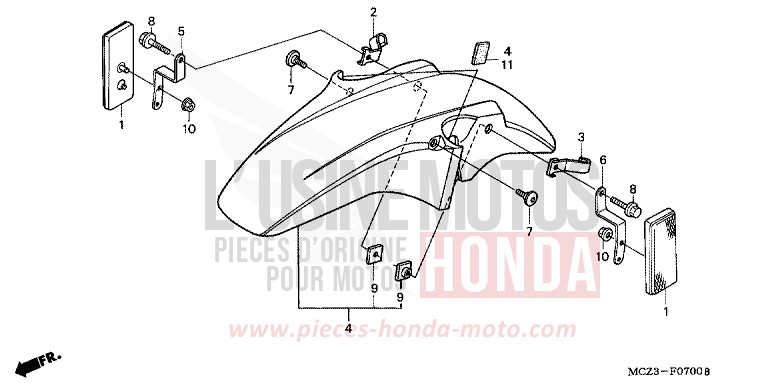 KOTFLUEGEL, VORNE von Hornet 900 MAT CALEDONITE BLUE METALLIC (PB347) von 2004